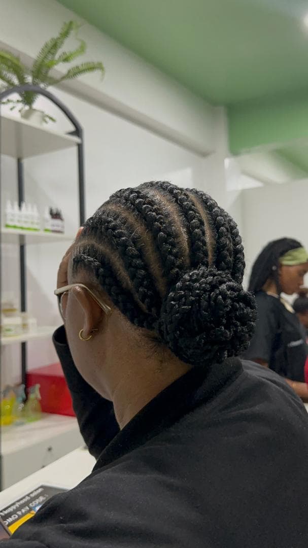 Multiple cornrow braids style